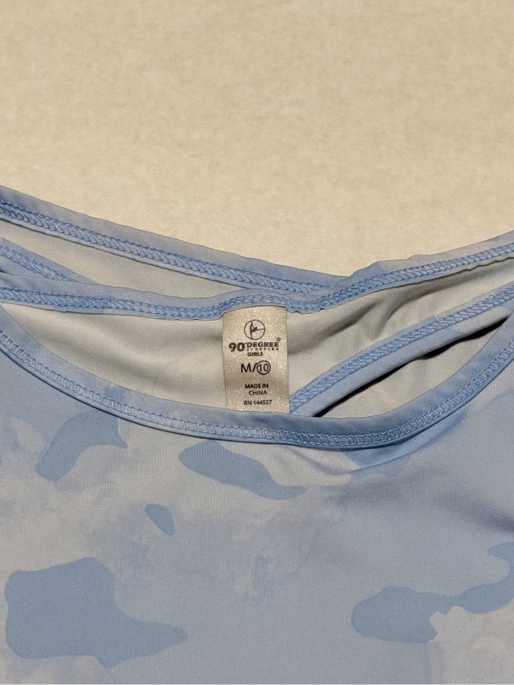 90 Degree by Reflex Girls Blue Camo Athletic Cap Sleeve Top - Size M (10) - Picture 4 of 8